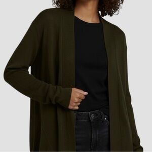 Worthington XL Lightweight Dark Olive Green Open Front Knit Cardigan Sweater